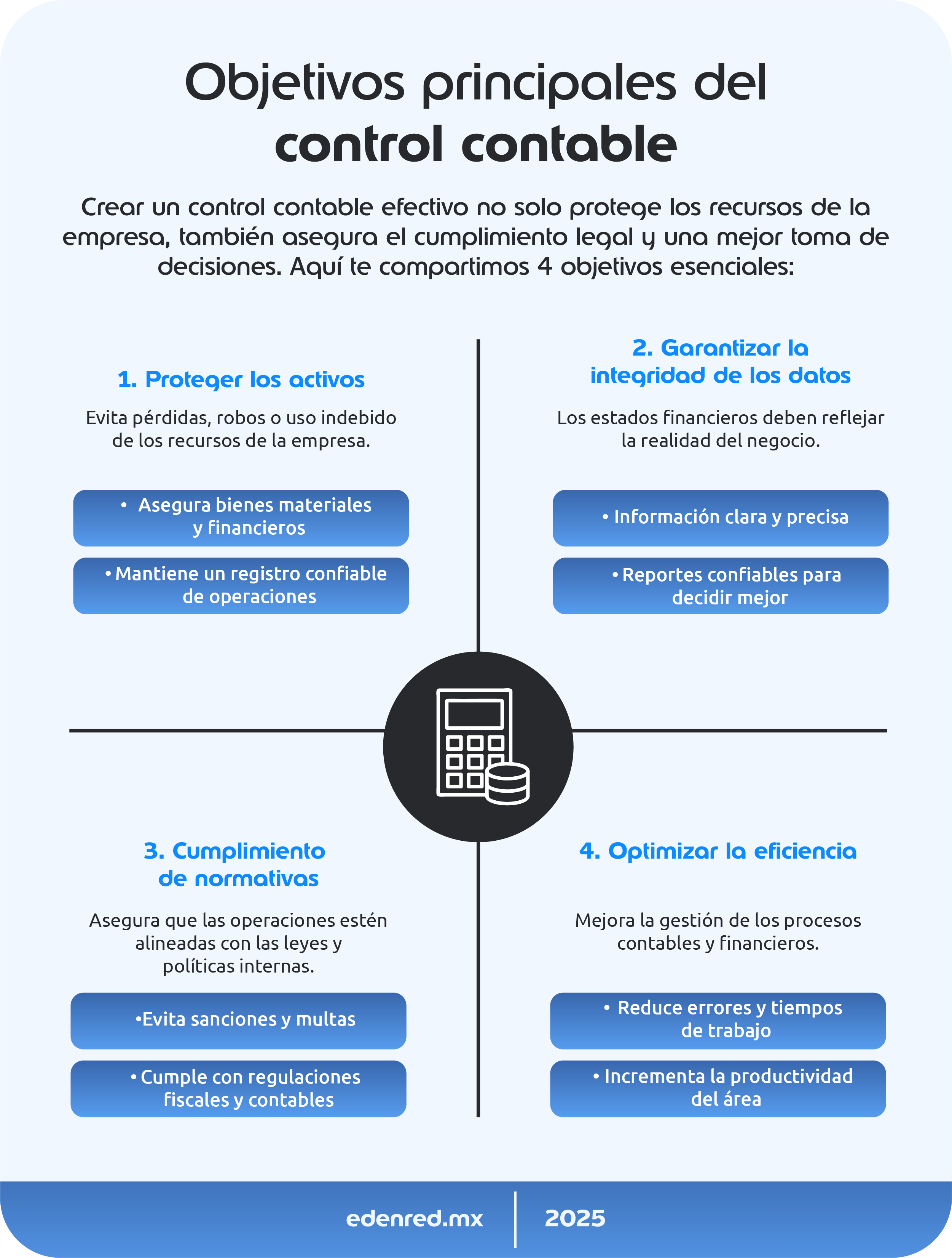 infografia objetivos principales del control contable