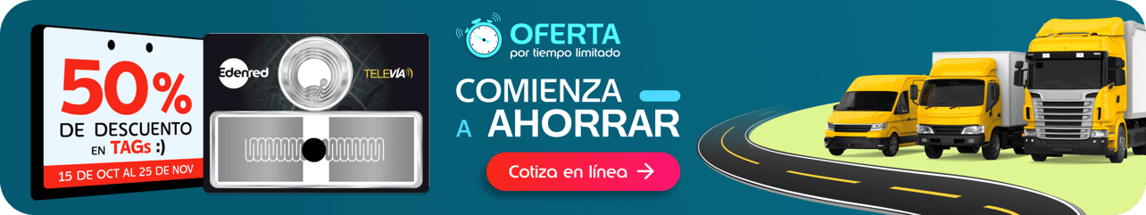 Comienza 2024 ahorrando Contrata TAGs para casetas y pago de gasolina Edenred con 50% de descuento.