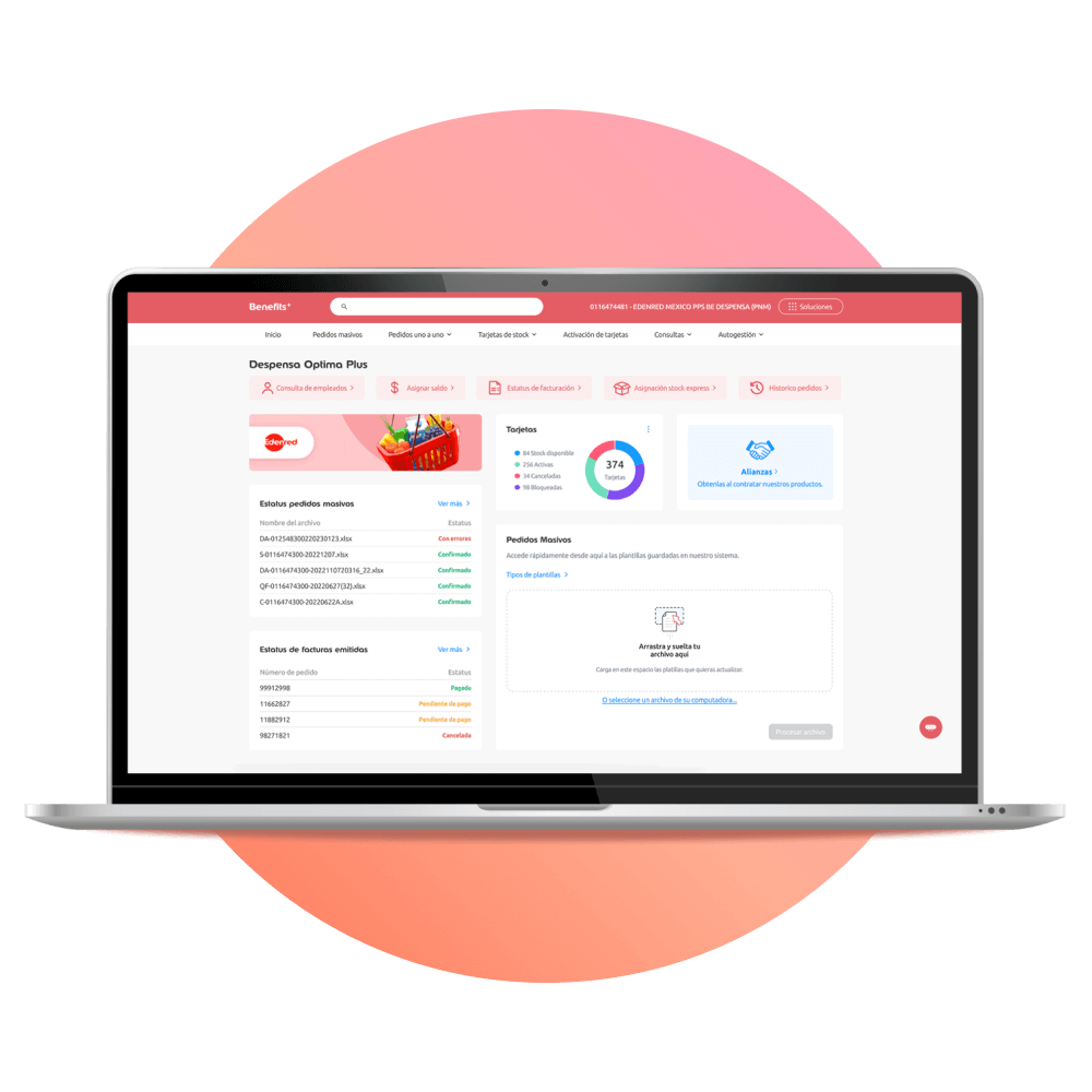 Plataforma web para administradores que dispersan saldo vales de despensa