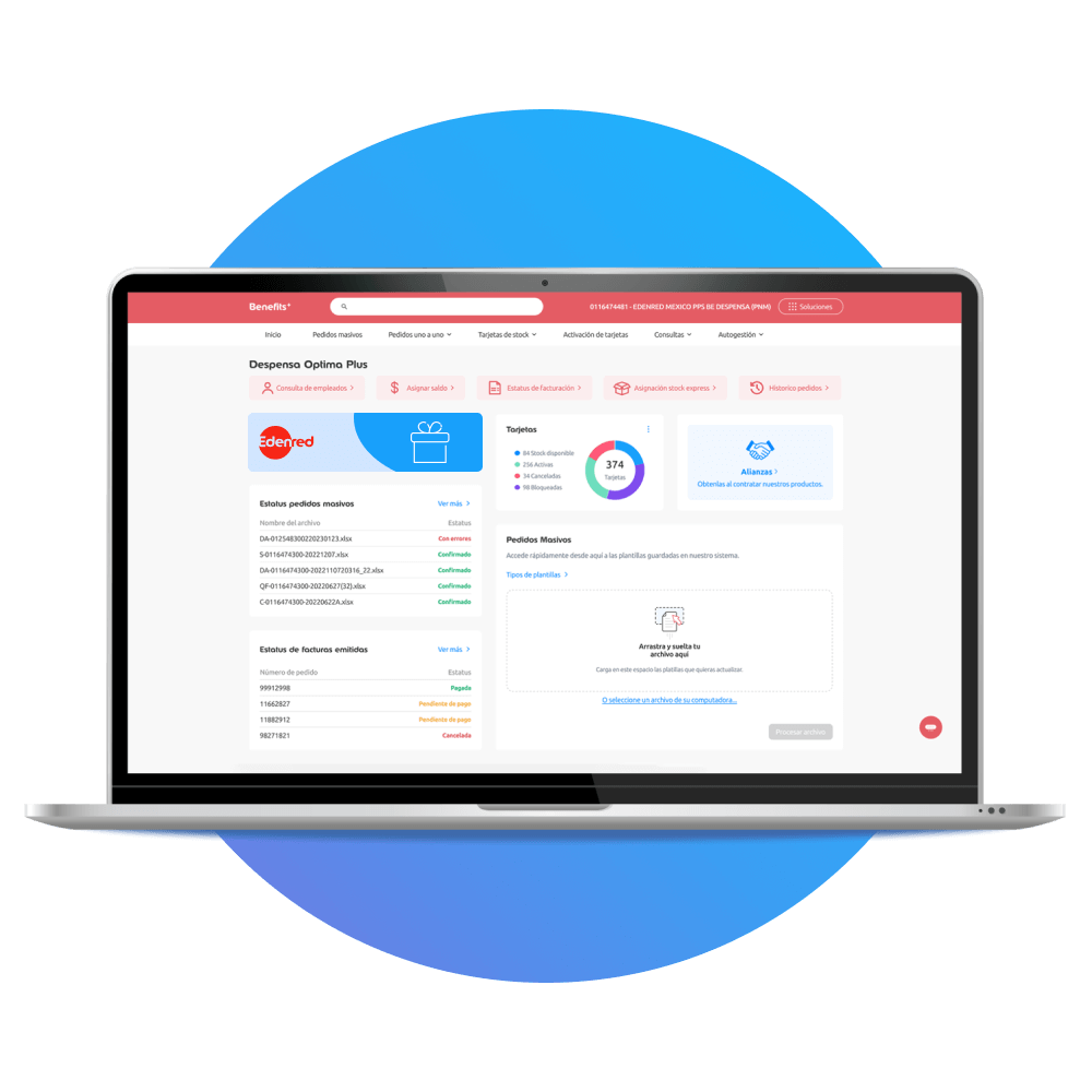 Plataforma web para administradores que dispersan saldo en tarjetas de regalo