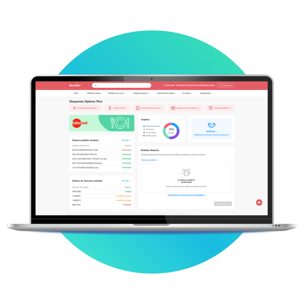 Plataforma web para administradores que dispersan saldo vales de restaurante