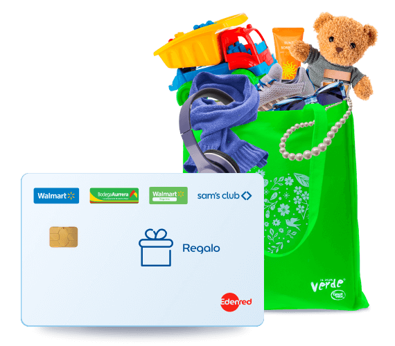 Tarjeta de Regalo Edenred para adquirir cualquier producto disponible en las tiendas de grupo Walmart: Walmart Express, Bodega Aurrera, Sam's Club