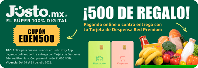 Paga con Edenred en Justo y obtén 500 de regalo usa el cupón