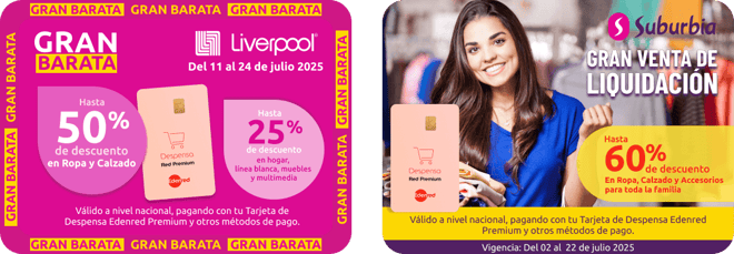 Paga con Edenred en Liverpool y Suburbia y obtén descuento