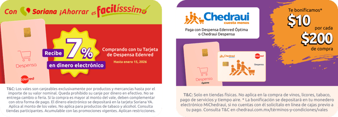 Paga con Edenred en Soriana y Chedraui y obtén descuento