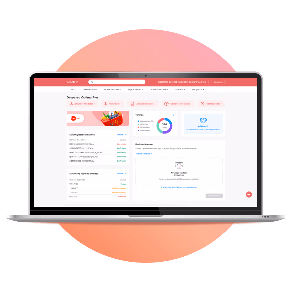 Plataforma web para administradores que dispersan saldo vales de despensa