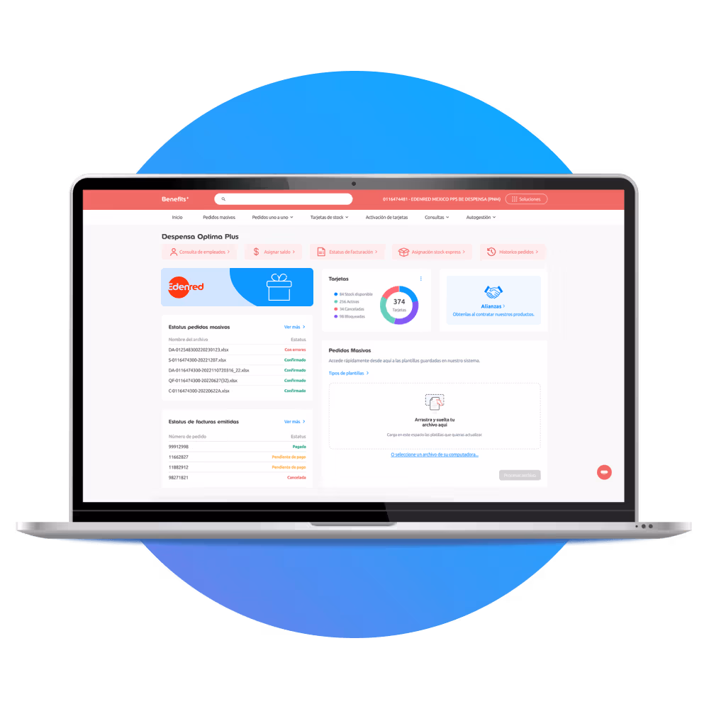 Plataforma web para administradores que dispersan saldo en tarjetas de regalo
